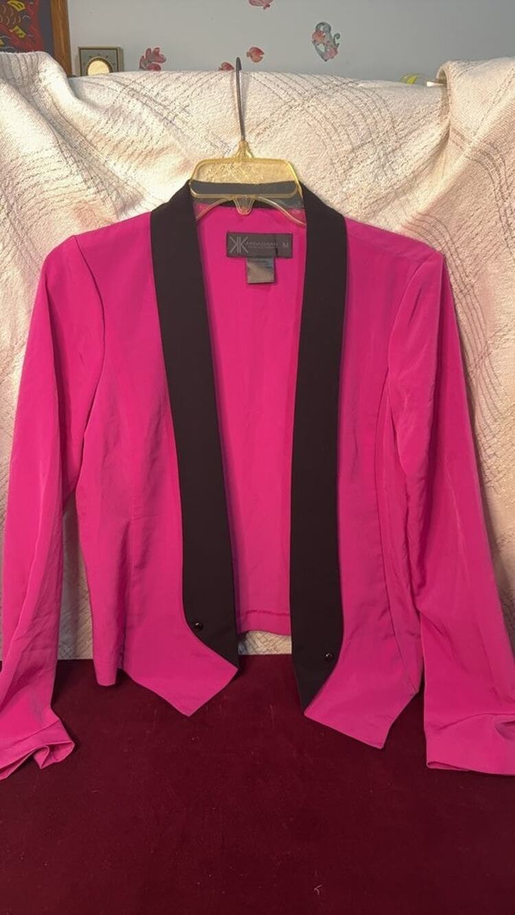 Kardashian Kollection Pink Blazer with Black Lapel